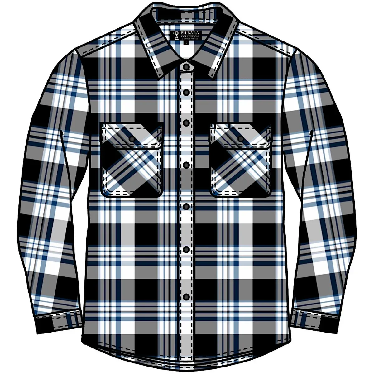 Pilbara RM123FCF Men's Closed Front Flannelette Shirt