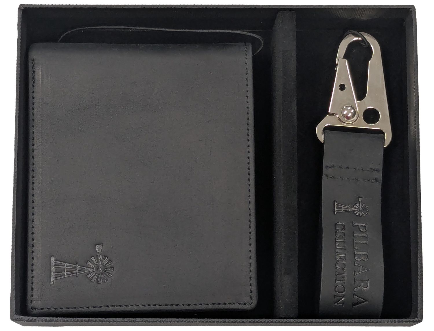 Pilbara Wallet and Keychain Set, Colour: Black
