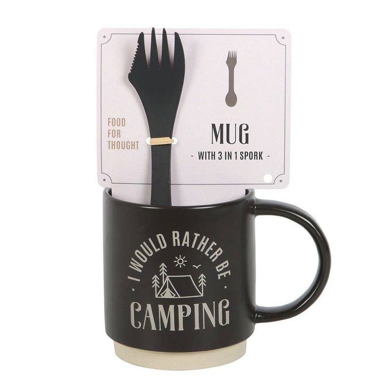 I Would Rather Be Camping Mug with 3 in 1 Spork