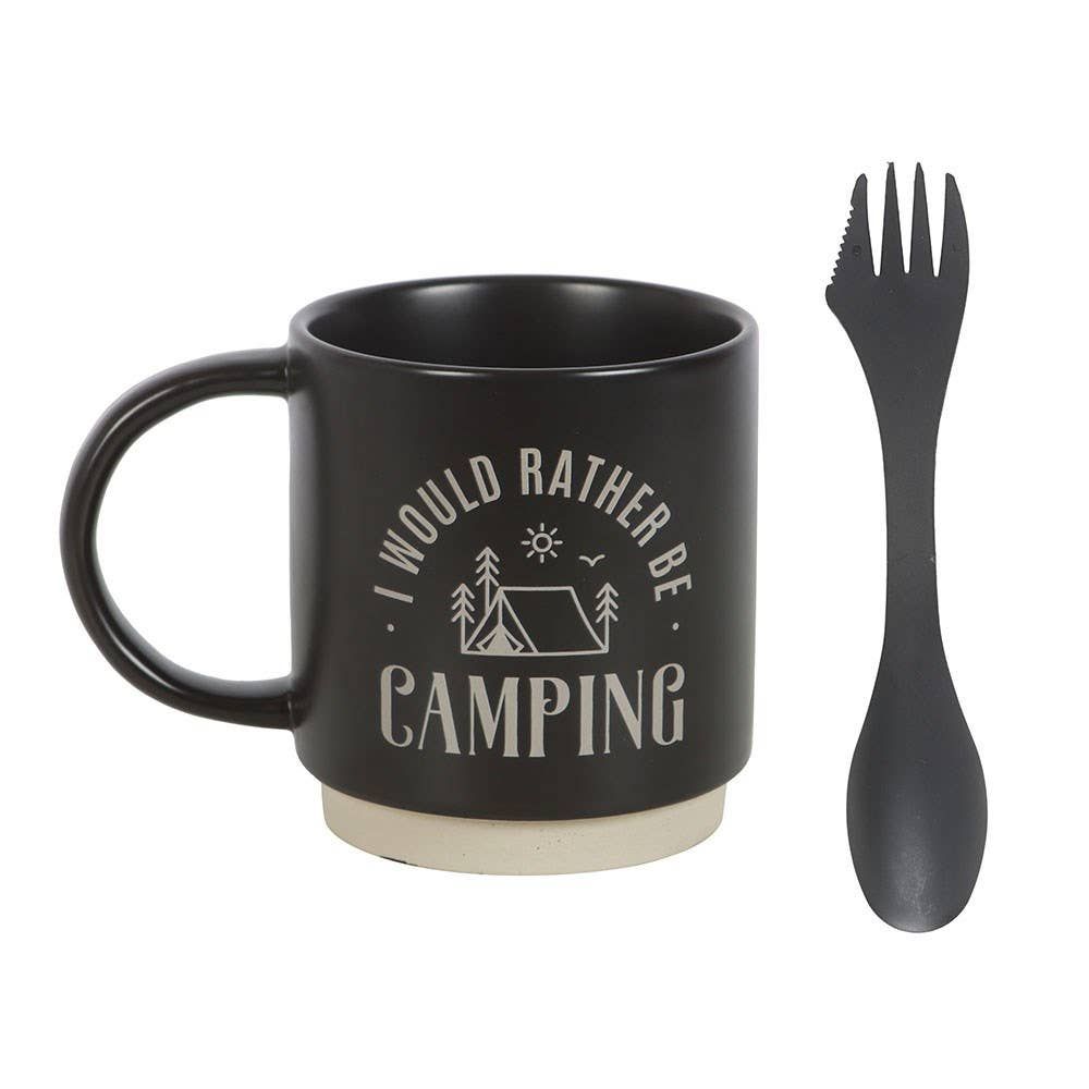 I Would Rather Be Camping Mug with 3 in 1 Spork