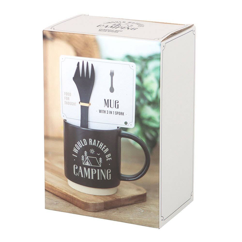 I Would Rather Be Camping Mug with 3 in 1 Spork