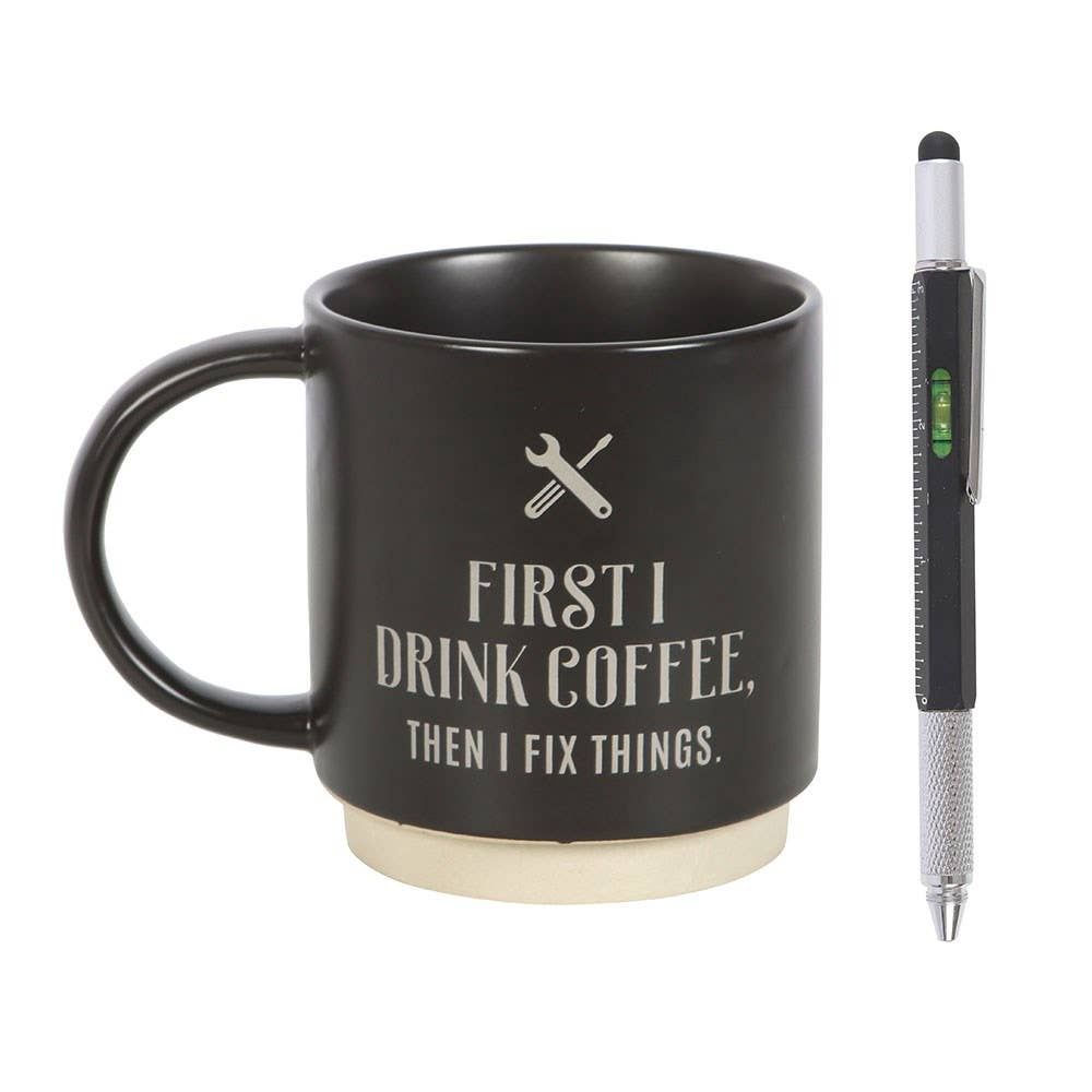 First I Drink Coffee Mug with Multi tool Pen
