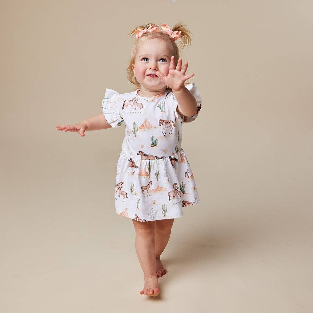 Wild Horses Short Sleeve Organic Dress