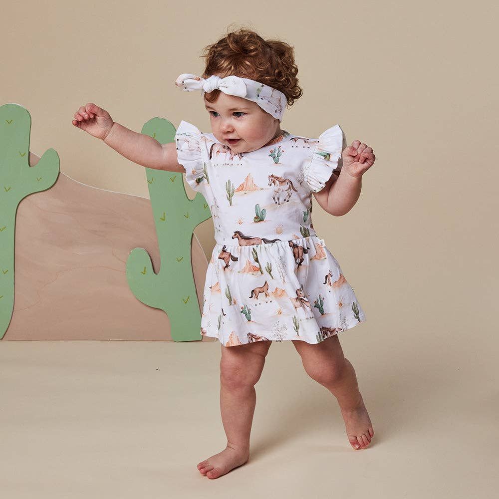Wild Horses Short Sleeve Organic Dress, Size: Size 1