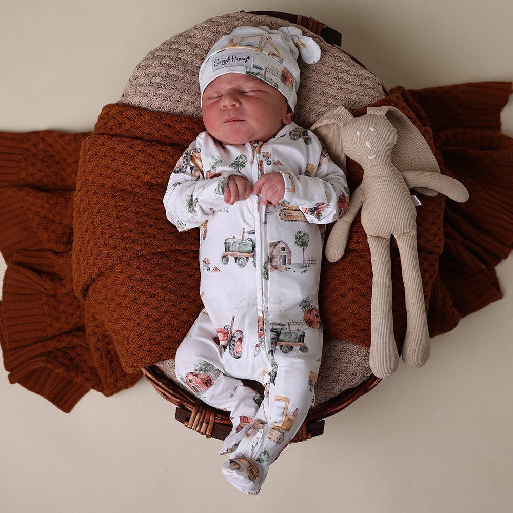 Diggers &amp; Tractors Organic Snuggle Sleepsuit Zip Footie