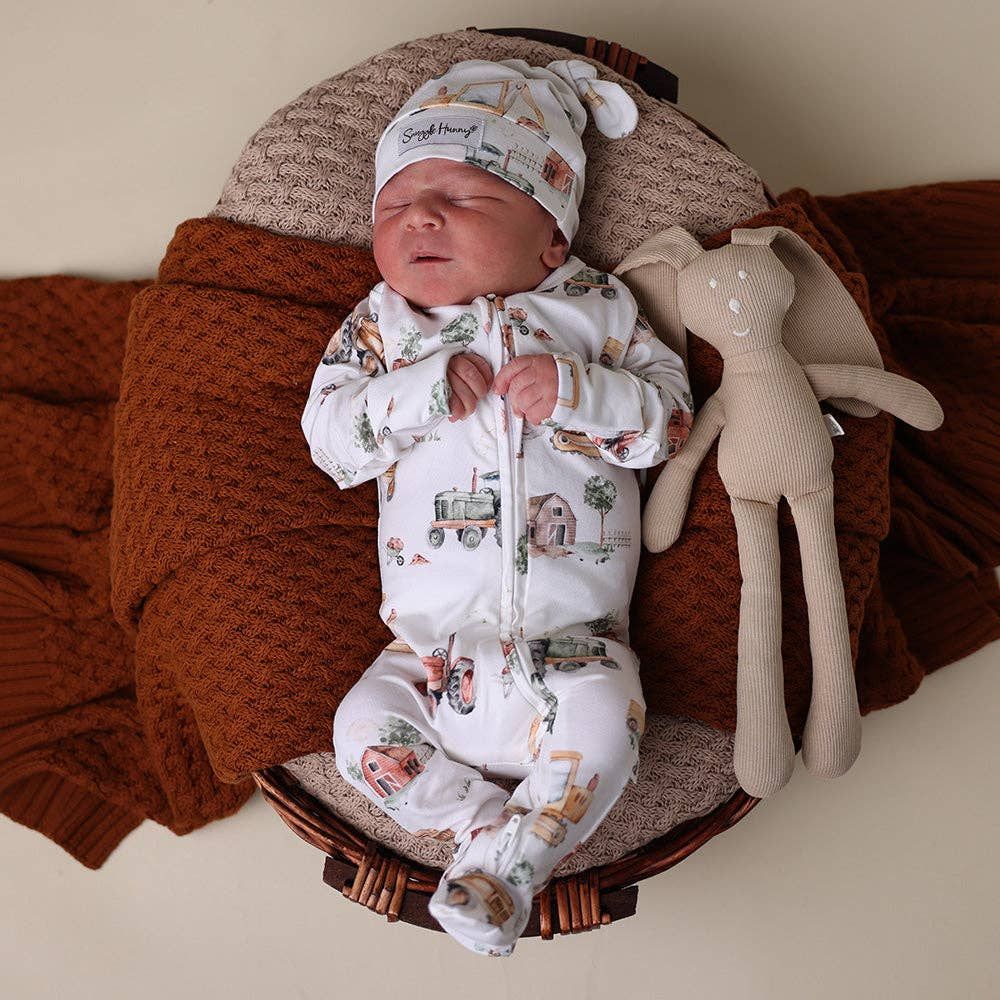 Diggers &amp; Tractors Organic Snuggle Sleepsuit Zip Footie, Size: 0-3 Months (000)