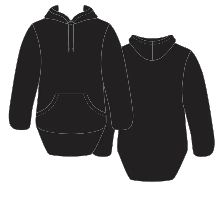 Black No Zip Long Tail Hoodie, Colour: Black, Size: S
