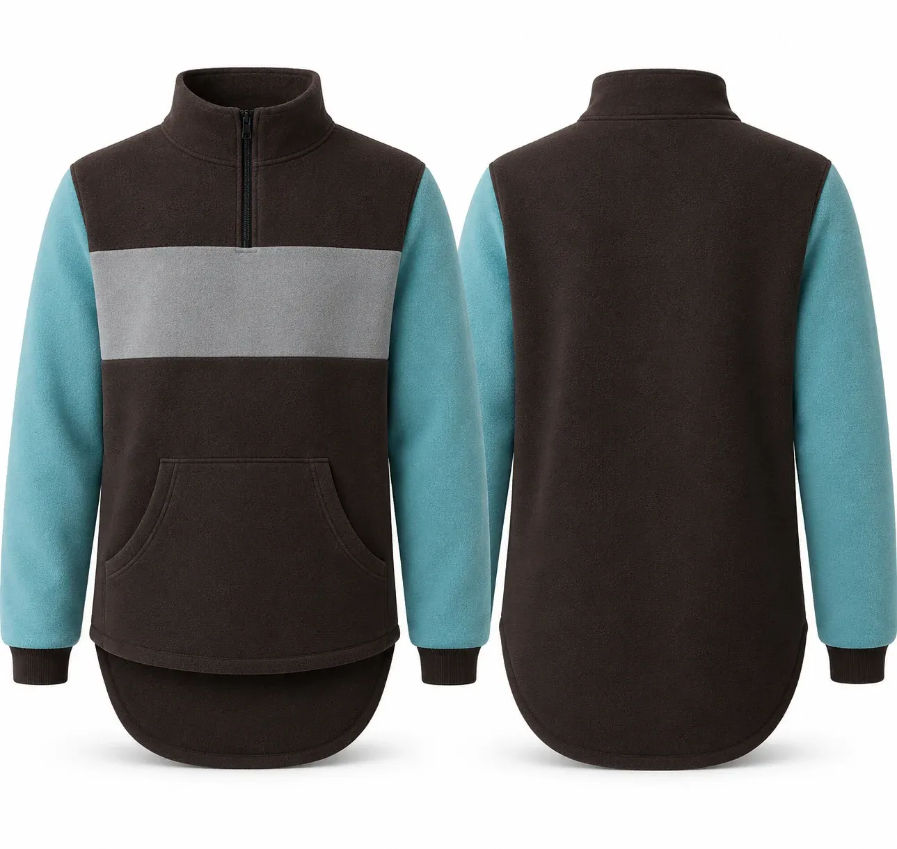 Just shear Collar  Long Tail  jumper, Colour: Aqua&amp; Choc Brown, Size: S