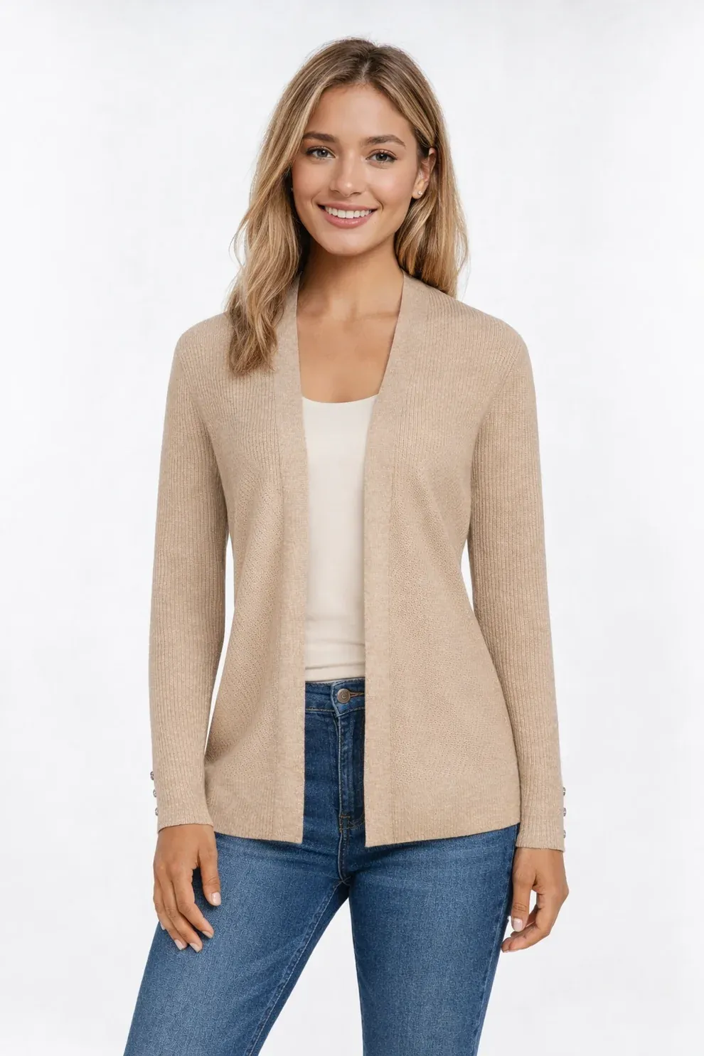 CD-2503  Fleck Cardi, Colour: Beige, Size: S