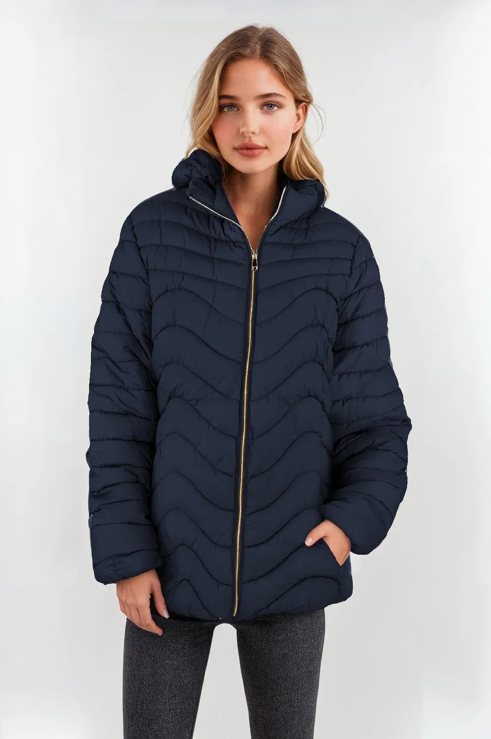 8810 Ladies Black Padded /Fur Lined Jacket, Colour: Black, Size: 20