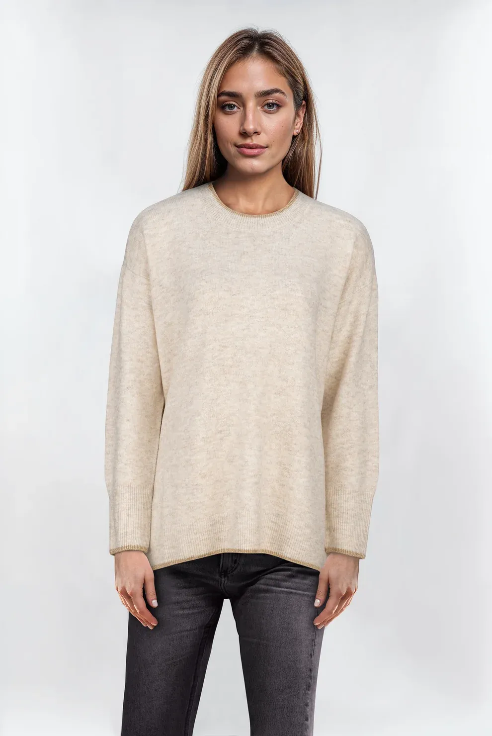 CD-2520 C/Trim Crew Neck Jumper