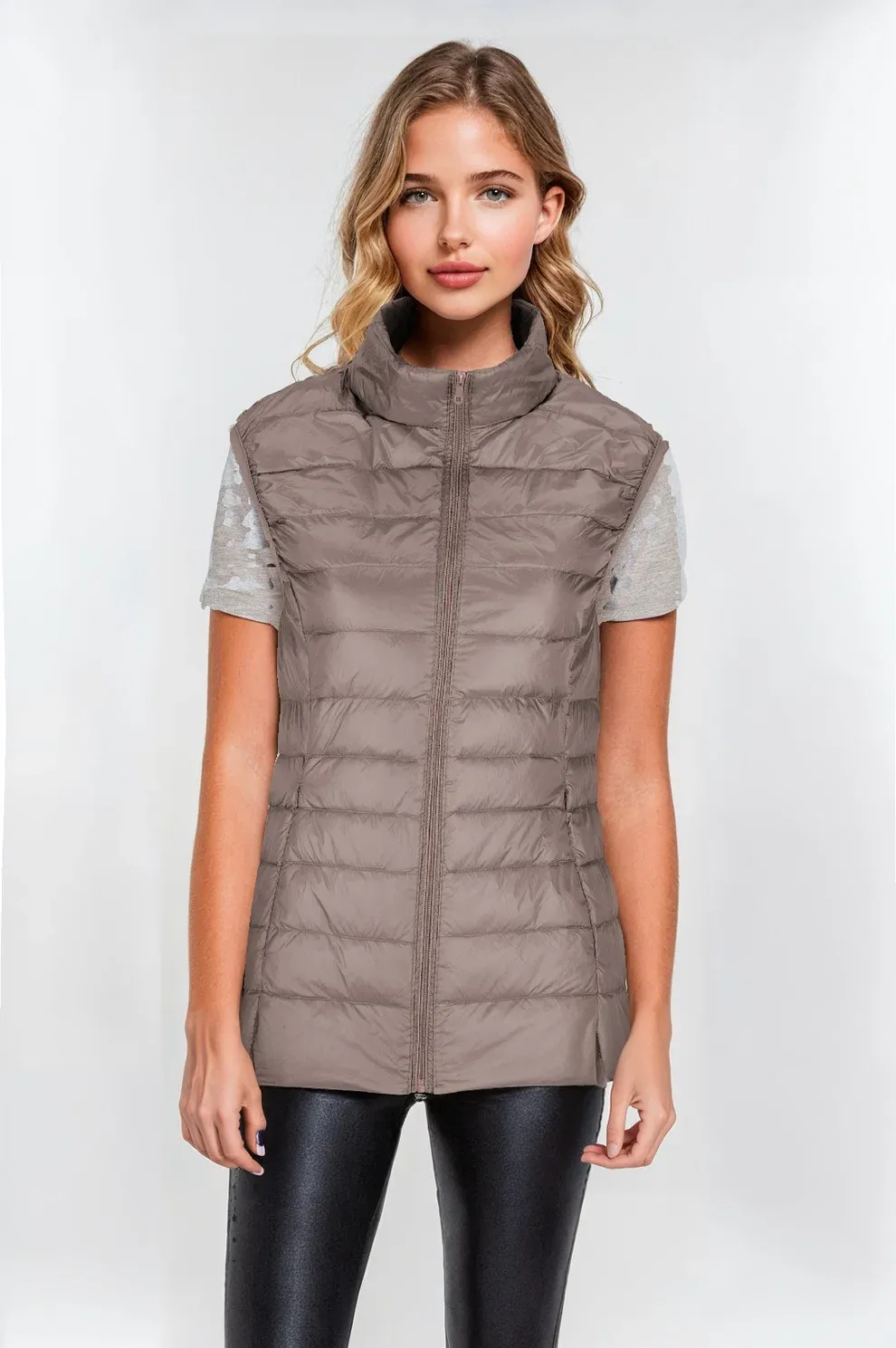 23311 Ladies Puffer Down Vest, Colour: Taupe, Size: 12