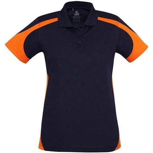 P401LS Polo, Colour: Navy/Orange, Size: 10