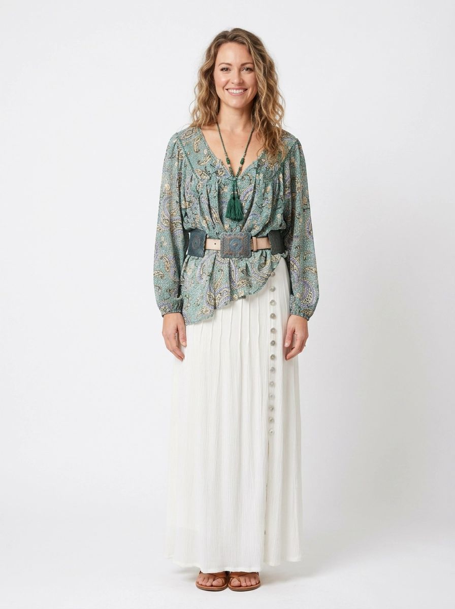 Pin Tuck Maxi Skirt - Ivory