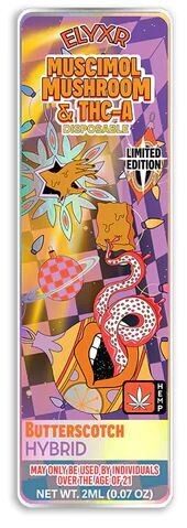 Muscimol Mushroom &amp; THC-A Disposable 2 Grams (2000mg)
Hybrid - Butterscotch (Christmas Exclusive)