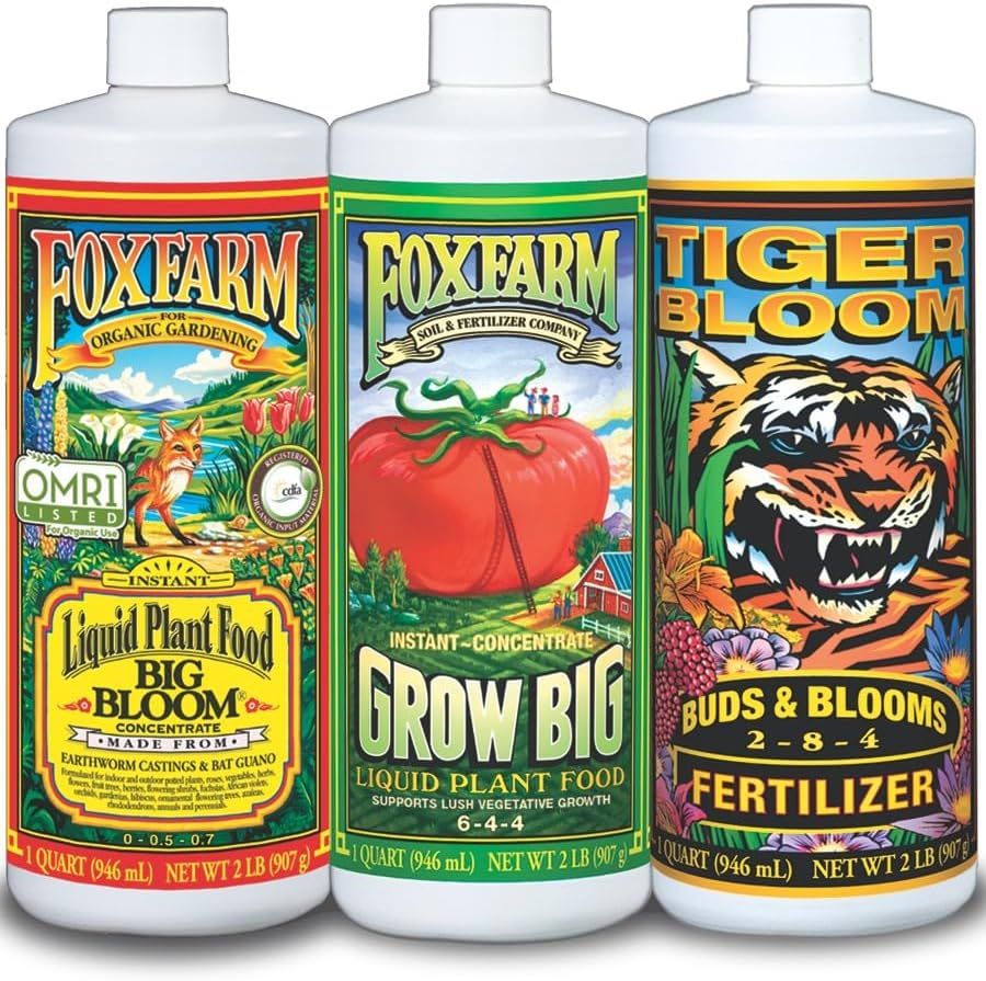 FoxFarm Liquid Nutrient Trio Soil Formula: Big Bloom, Grow Big, Tiger Bloom (Pack of 3 - 32 oz. bottles)