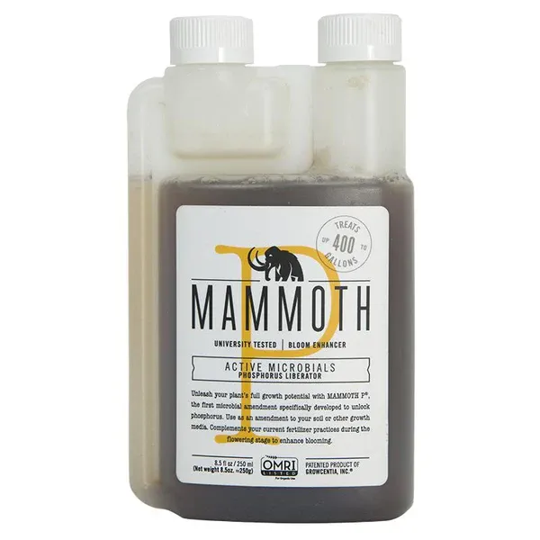 Mammoth p Organic Bloom Booster | Organic Fertilizer Microbial Inoculant | 16% Proven Increase in Yield | University Developed and Growers Approved (250 ml)