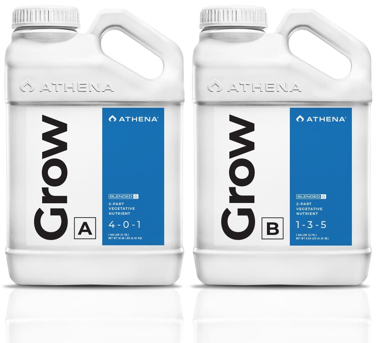 Athena Grow A&amp;B (1 Gallon) - 2 Part Vegetative Hydroponic Nutrient - Balanced Formula for Vigorous Plant Growth