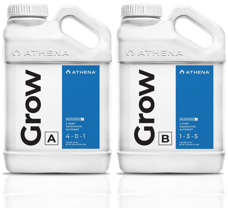 Athena Grow A&amp;B (1 Gallon) - 2 Part Vegetative Hydroponic Nutrient - Balanced Formula for Vigorous Plant Growth