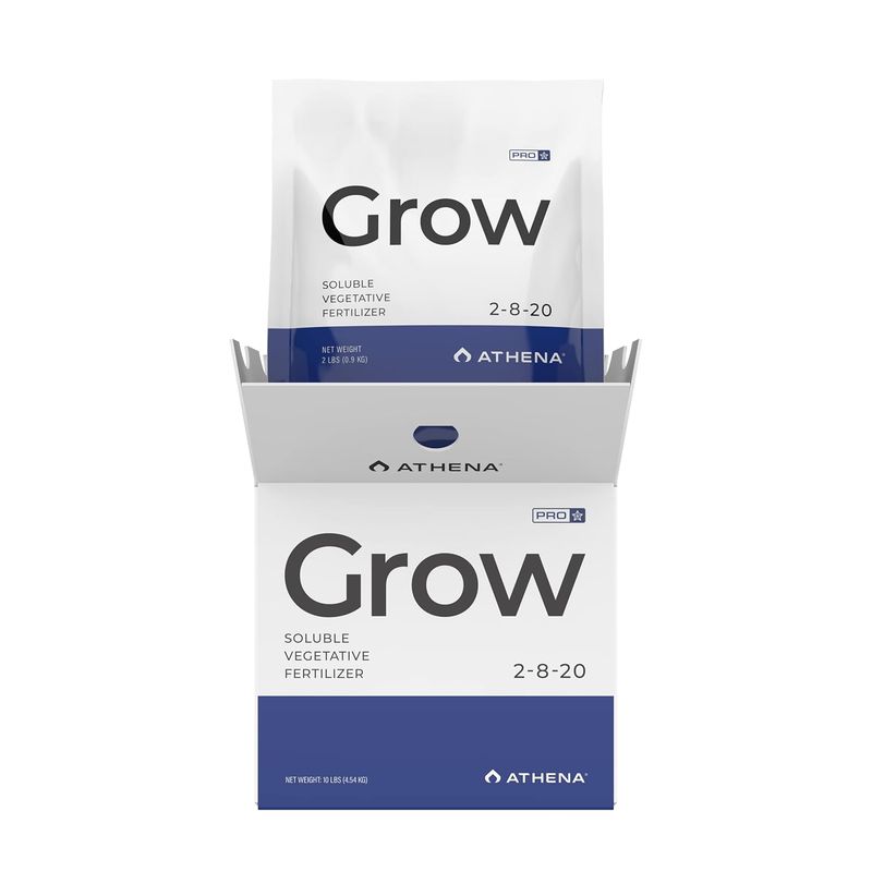 Athena Pro Grow (10 lb) Dry Soluble hydroponic Vegetative Fertilizer - Vegetative &amp; Flowering Phase Nutrient - 100% Soluble, No Sediment, Compatible with All Fertigation Systems
