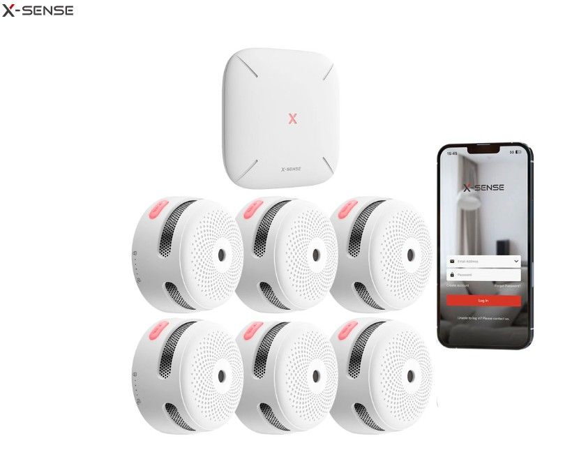 Kit 6 Detectores de Humo WiFi con App Móvil X-Sense y Hub Inteligente