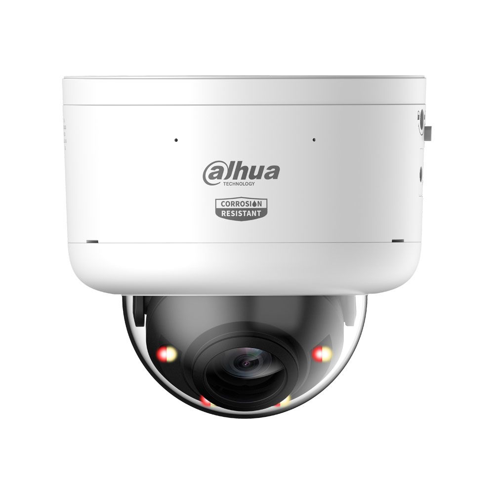 Domo IP Dahua WizMind 5 anticorrosión de 4MP con WizColor, PTRZ y disuasión activa