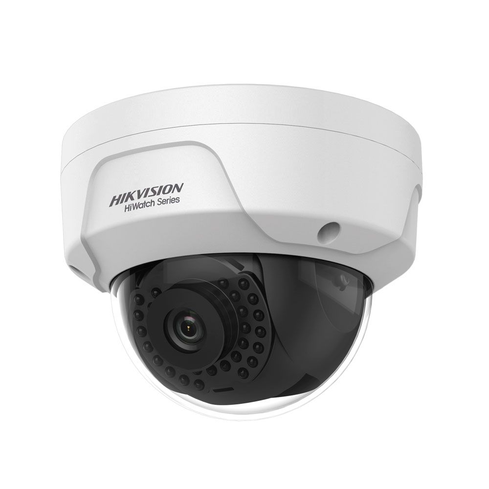 Domo fijo IP Serie HiWatchT de HIKVISION® de 4MP con iluminación infrarroja 30m, antivandálico apto para exterior