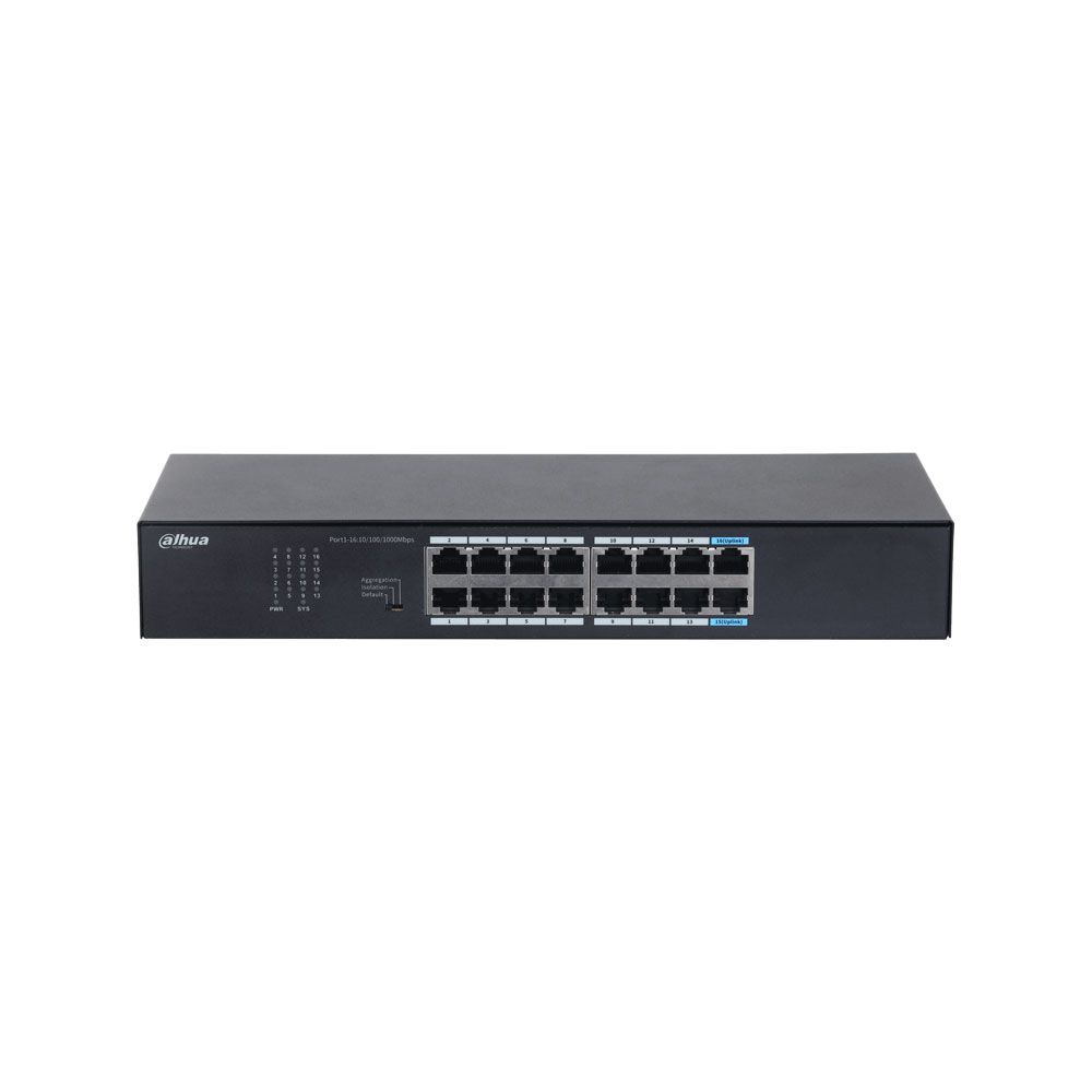 Switch Gigabit no gestionable Dahua de capa 2 con 16 puertos RJ45