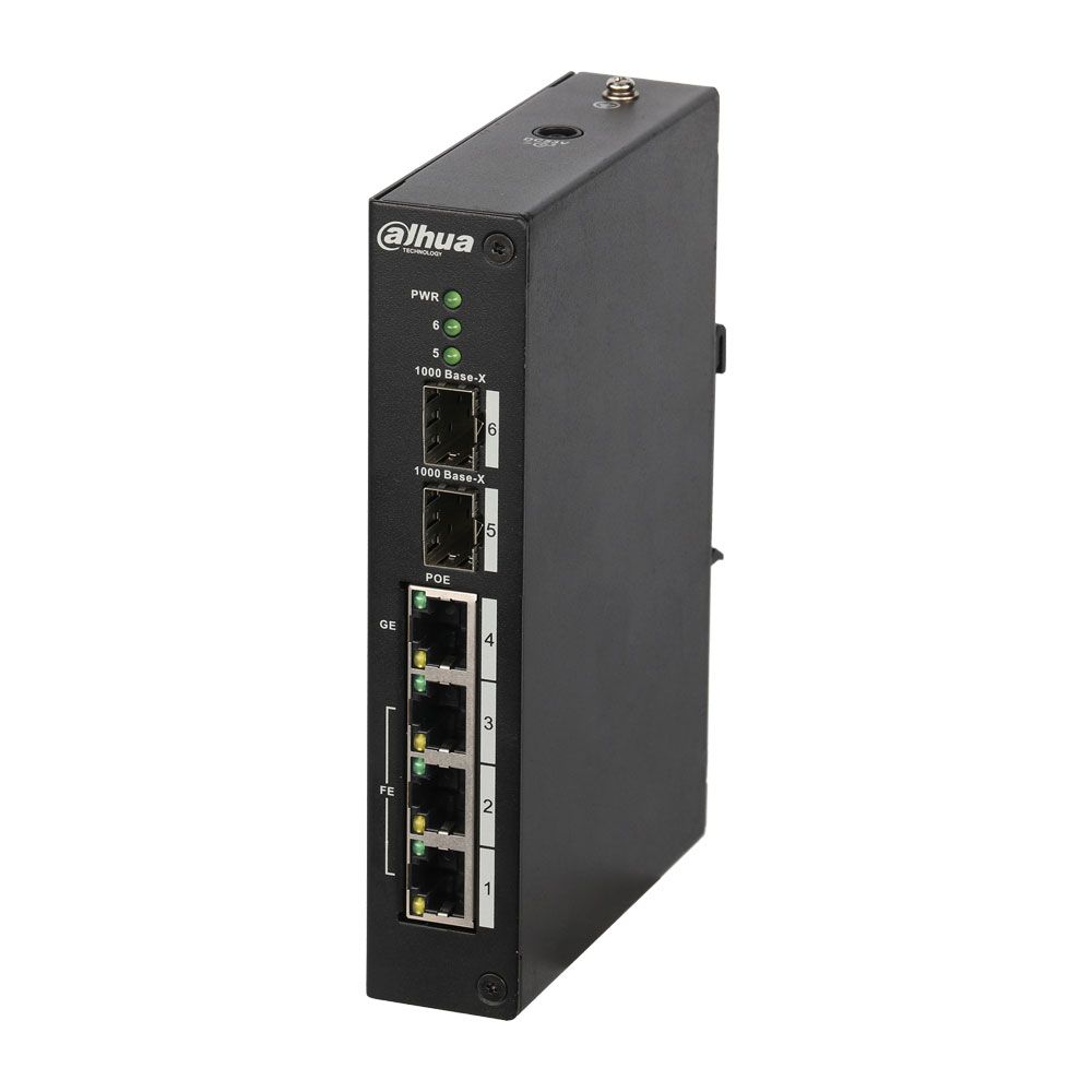 Switch PoE (máximo 120W) gestionable L2 de gama industrial con 3 puertos Fast Ethernet PoE + 1 puerto uplink Gigabit Eth
