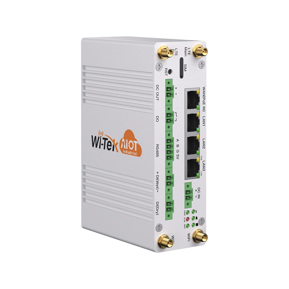 Gateway IoT industrial 4G LTE Wi-Tek con doble SIM, PoE y Wi-Fi