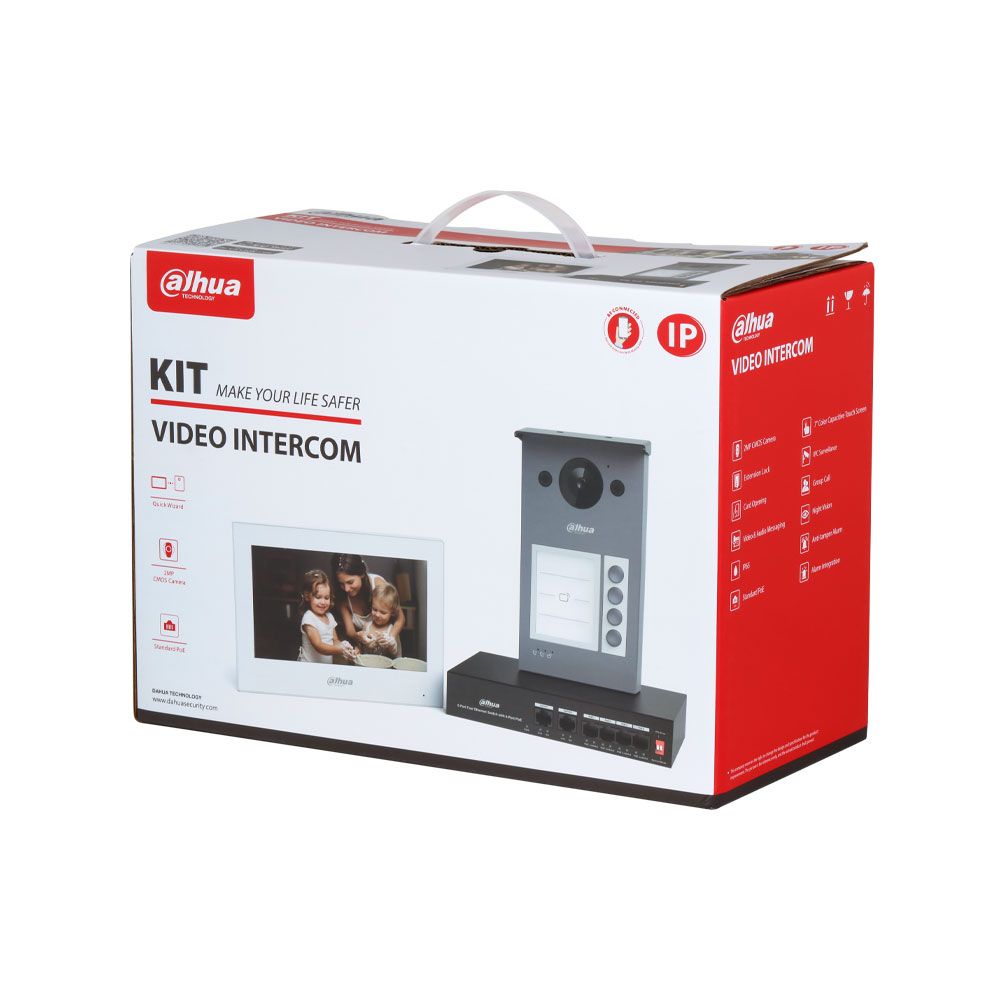 Kit de videoportero IP Dahua con estaciÃ³n exterior WiFi, monitor WiFi y PoE