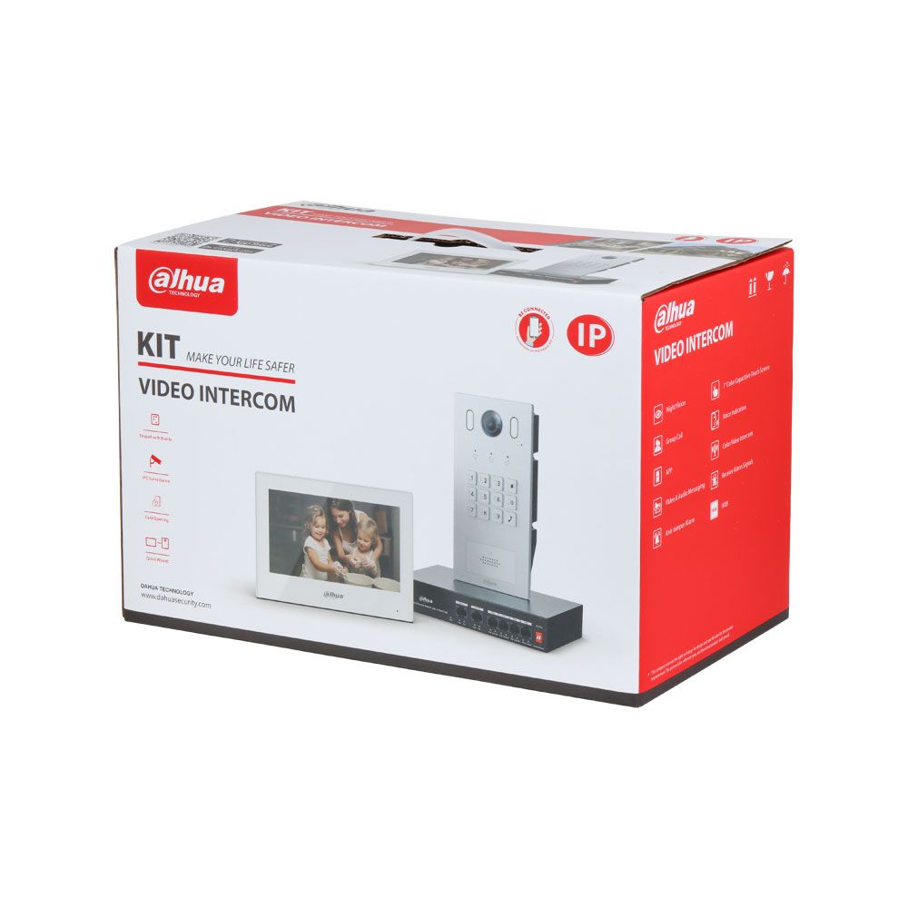 Kit de videoportero IP Dahua con estaciÃ³n exterior 2 hilos, monitor WiFi y PoE