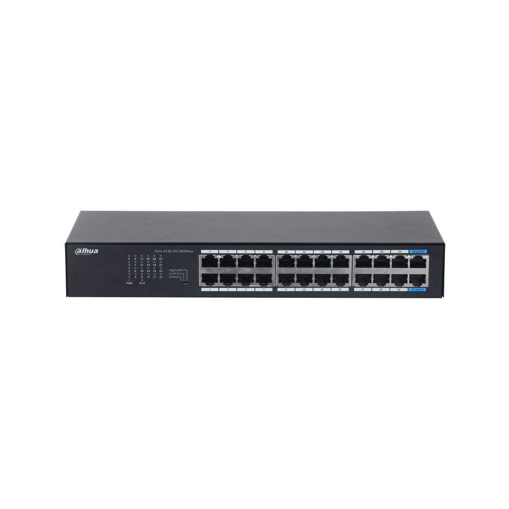 Switch Gigabit no gestionable Dahua de capa 2 con 24 puertos RJ45
