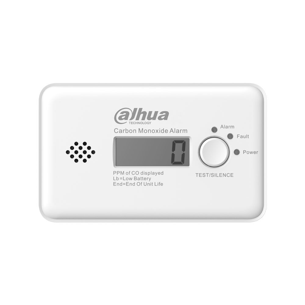 Detector vía radio de monóxido de carbono Dahua con sensor electroquímico y pantalla LCD