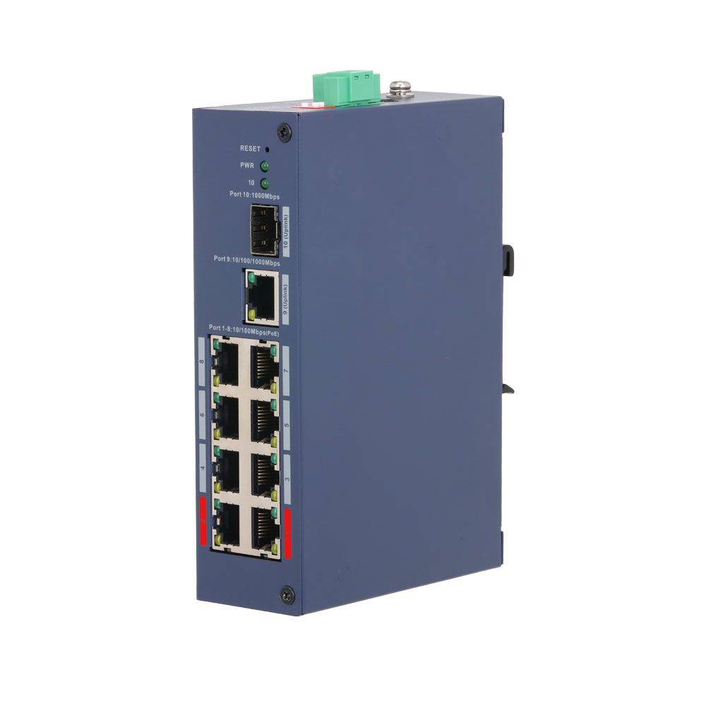 Switch cloud gestionable endurecido Dahua de 10 puertos con 8 PoE