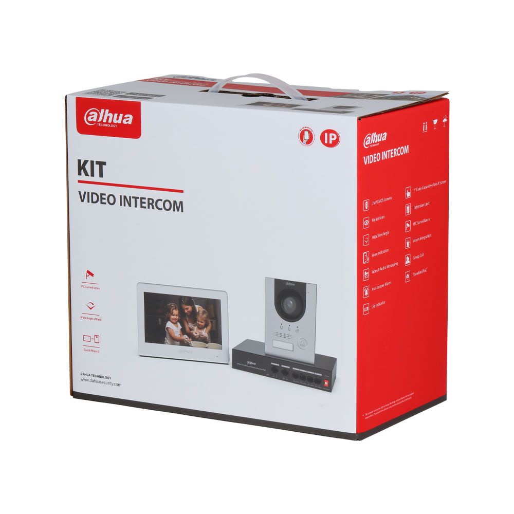 Kit de videoportero IP Dahua con estaciÃ³n exterior de superficie, monitor y PoE