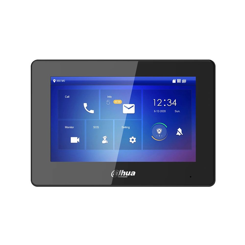 Monitor interior IP Dahua Pro negro con Wi-Fi y pantalla táctil TFT de 7 pulgadas