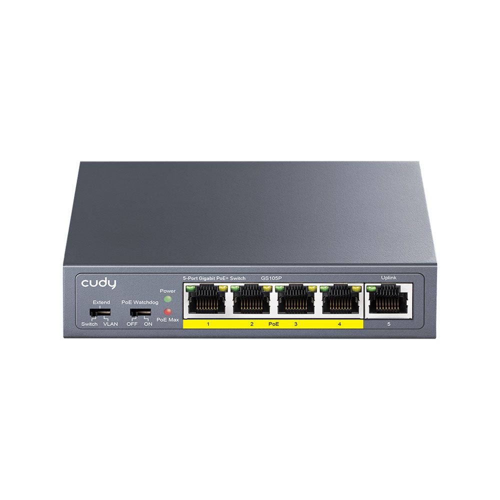 Switch PoE+ Cudy de 5 puertos Gigabit