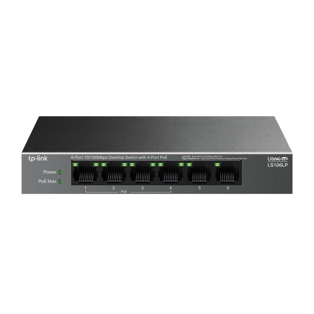 Switch PoE Fast Ethernet TP-Link LiteWave de 6 canales