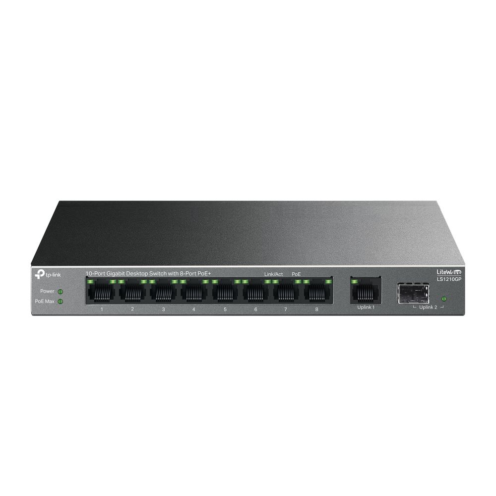Switch no gestionable PoE+ Gigabit TP-Link LiteWave de 10 puertos