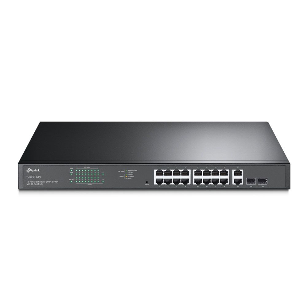 Switch PoE+ Gigabit Easy Smart de 16 puertos y 2 combo SFP