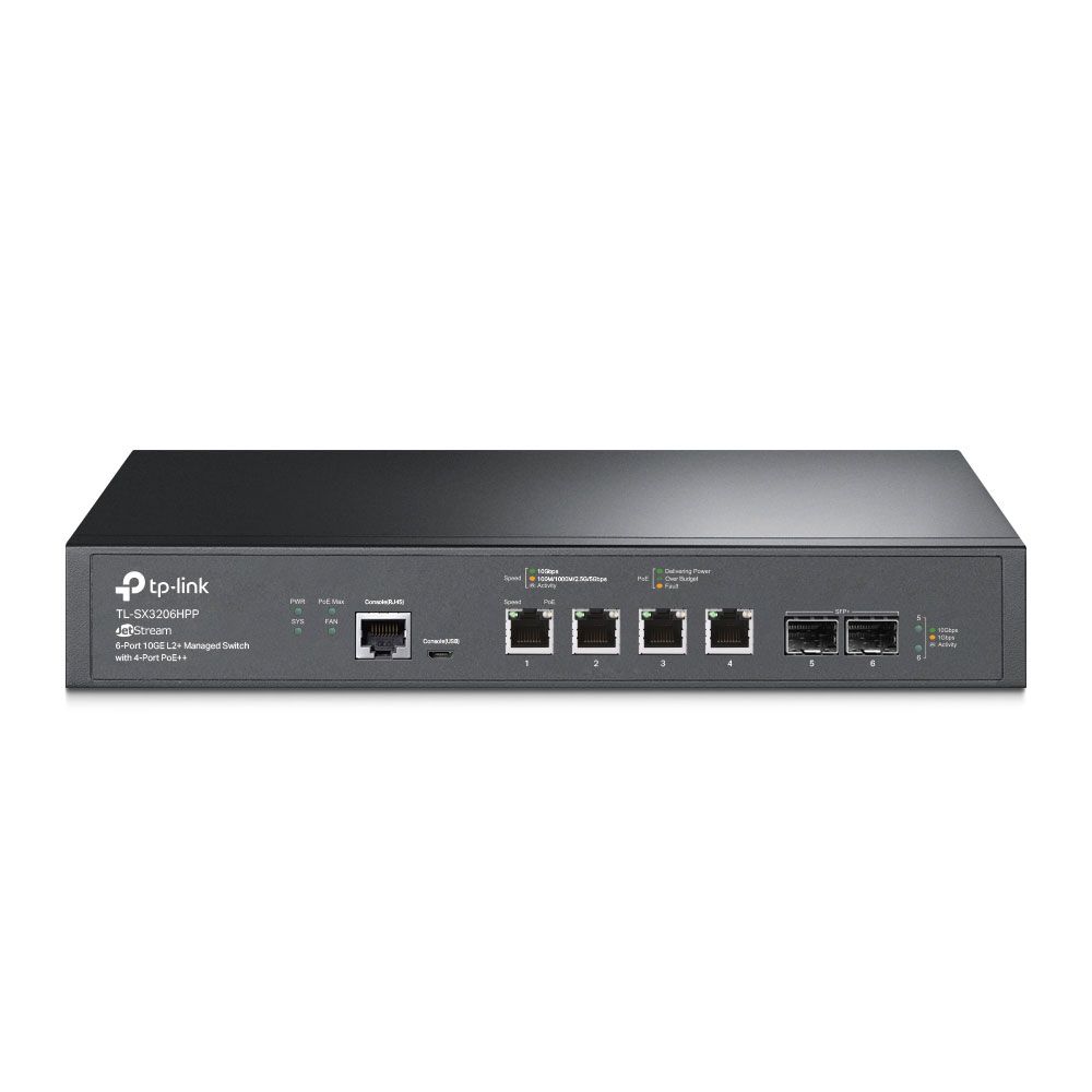Switch PoE L2+ de 6 puertos 10 Gigabit