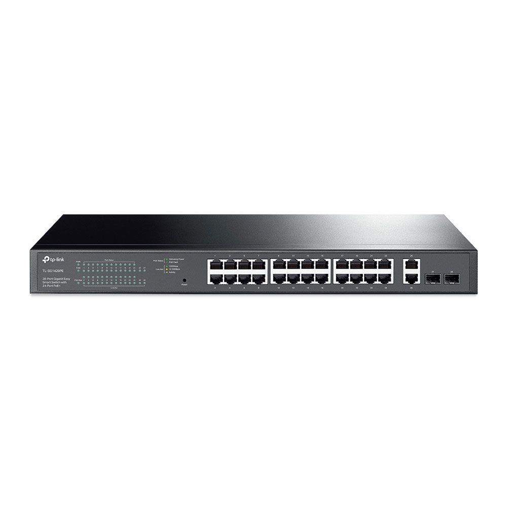 Switch PoE+ Gigabit Easy Smart de 24 puertos y 2 ranuras SFP