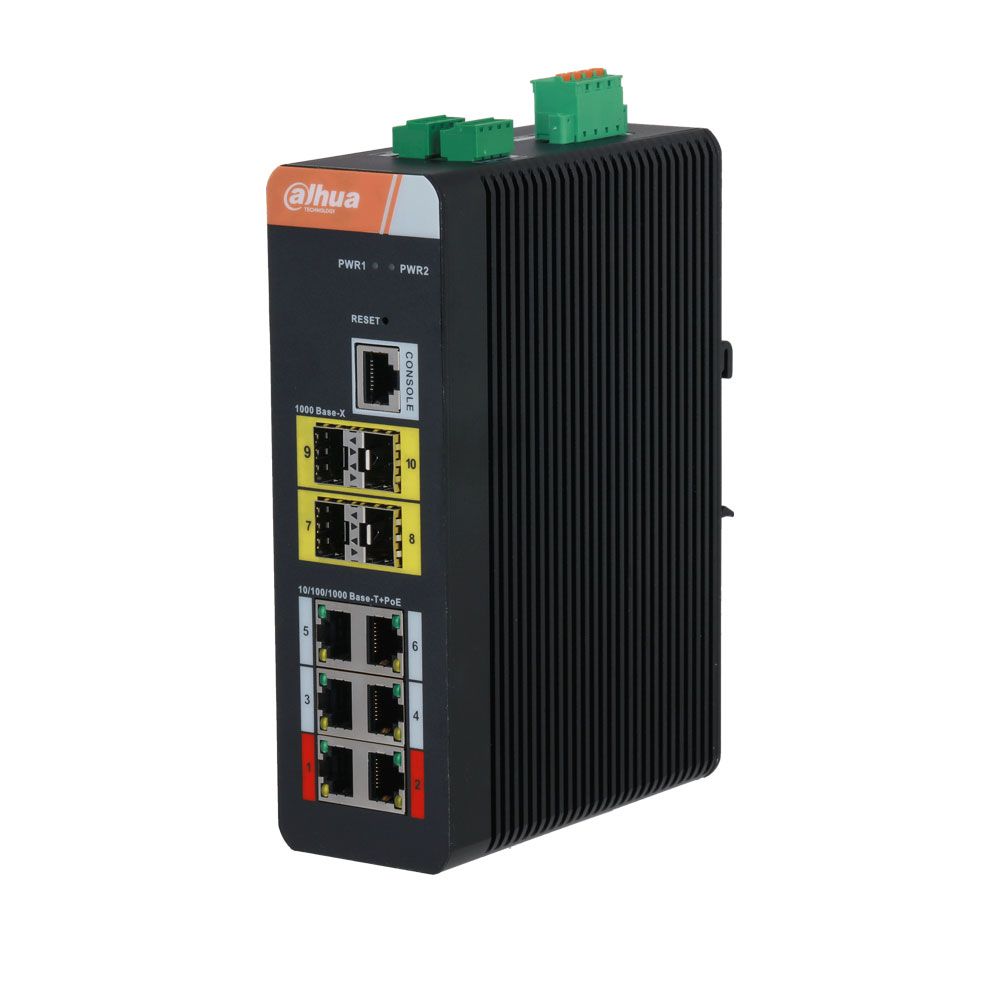Switch industrial L2 de 10 puertos con 6 PoE