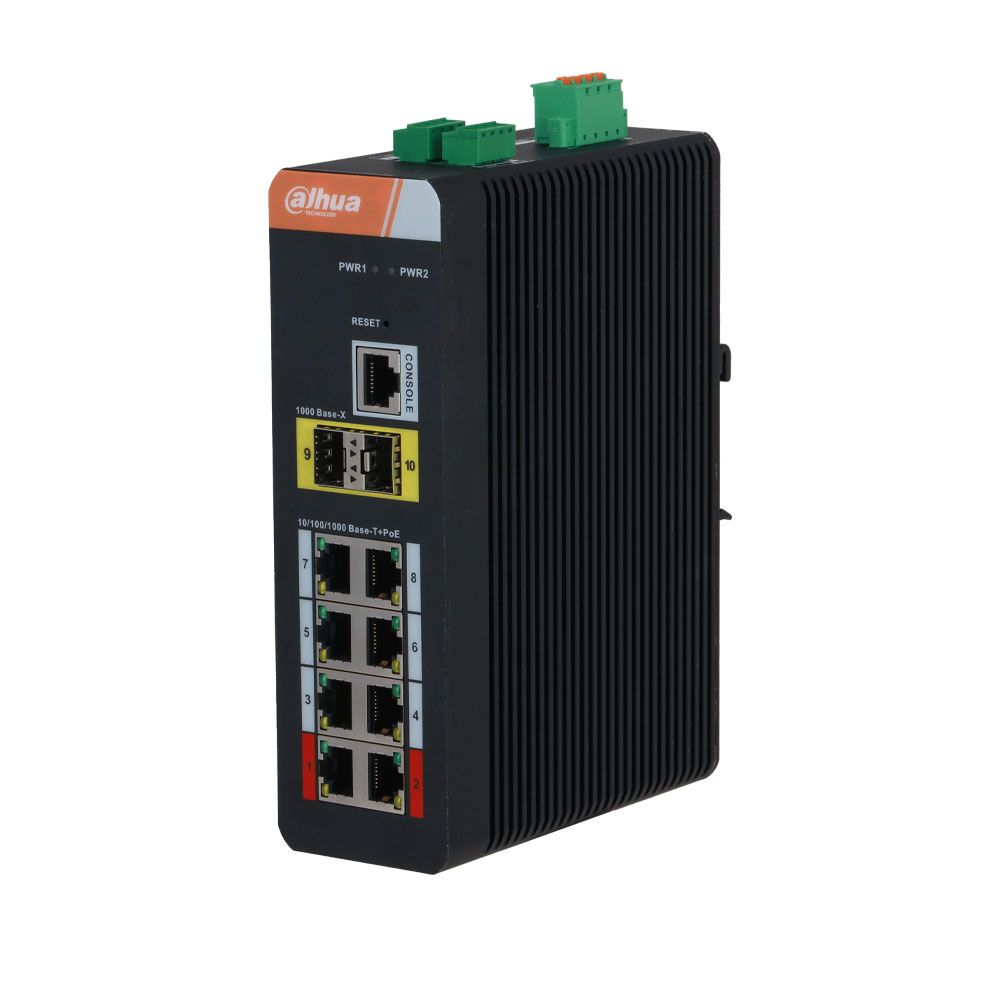 Switch industrial L2 de 10 puertos con 8 PoE