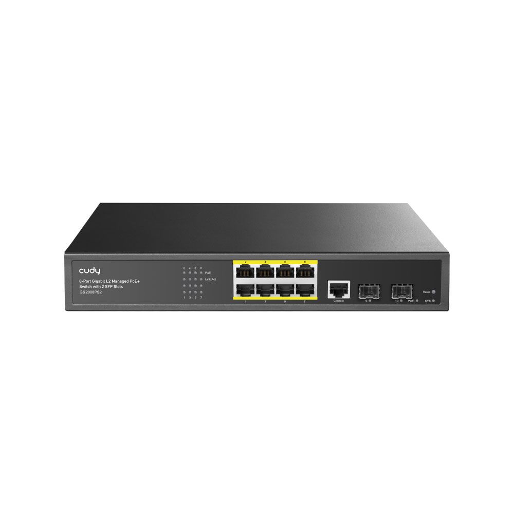 Switch PoE L2 Gigabit Cudy con 8 puertos y 2 SFP
