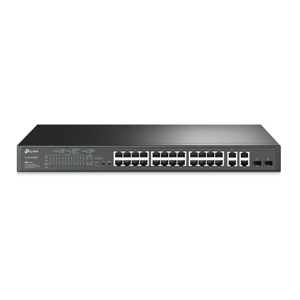 Switch L2+ con 24 puertos PoE+ y 2 puertos combo