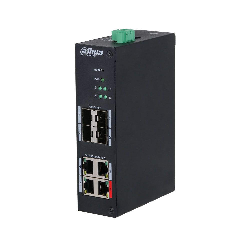 Switch PoE Industrial L2 de 4 puertos