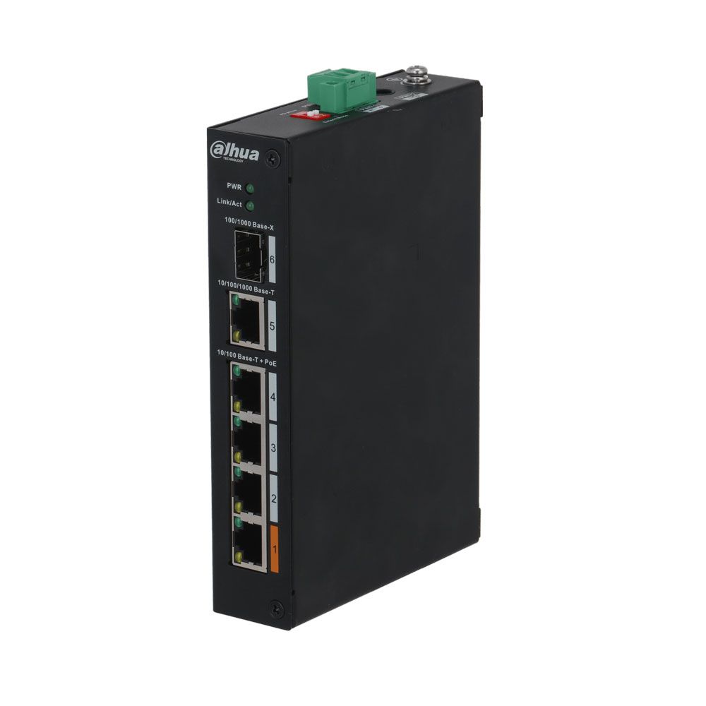 Switch Dahua no gestionable 4 PoE + 2 Gigabit combo