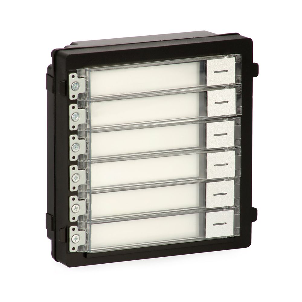 Módulo pulsador HIKVISION con 6 botones etiquetables para sistema de videoportero
